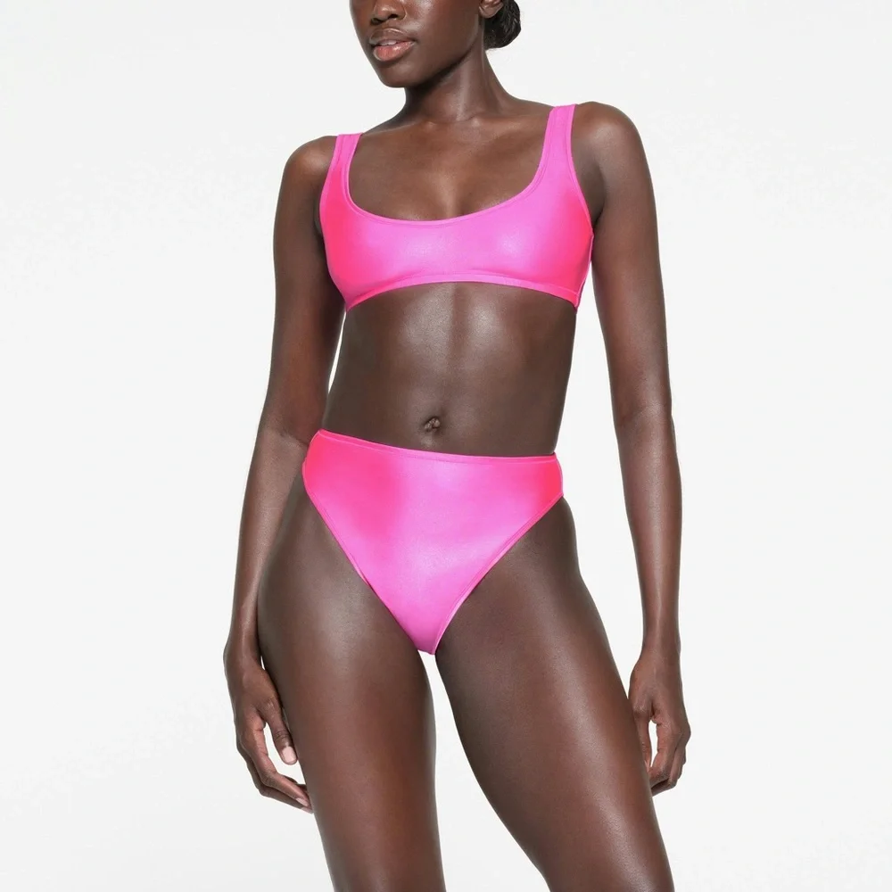 SKIMS Pink Shine Scoop Neck Bikini Top